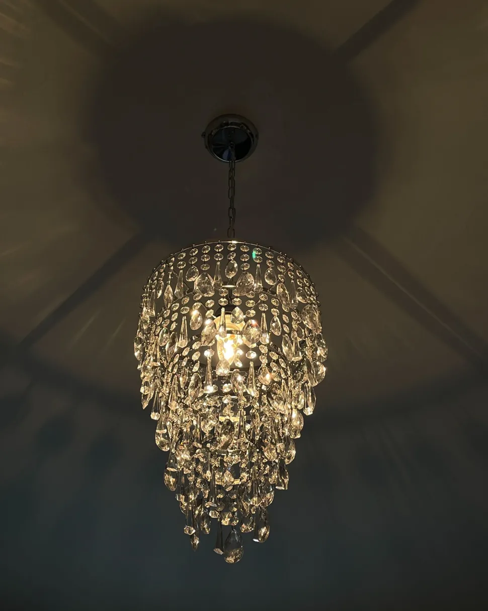 Kronleuchter Metall / Acrylglas Silber Kristall-Optik 1-Flammig Entwash