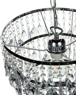 Kronleuchter Metall / Acrylglas Silber Kristall-Optik 1-Flammig Entwash