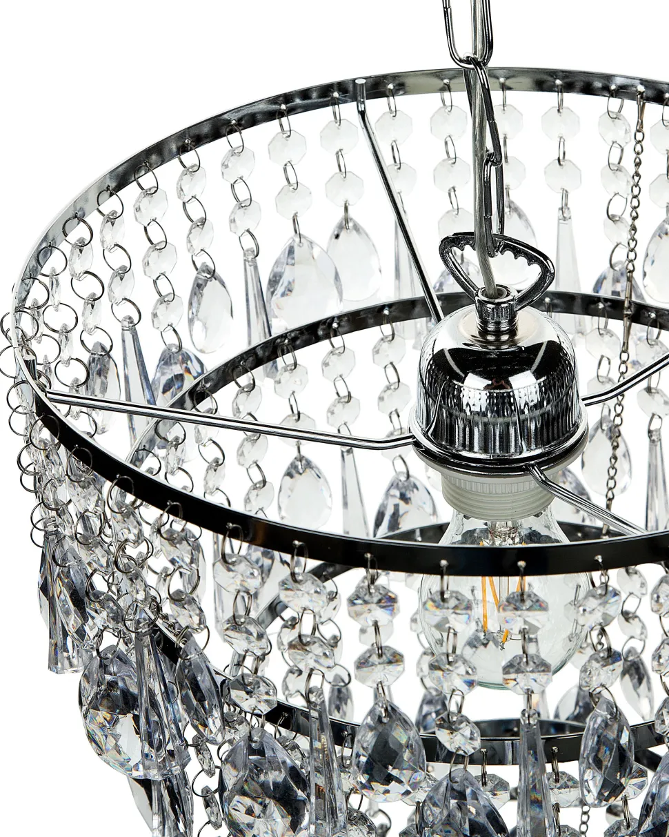 Kronleuchter Metall / Acrylglas Silber Kristall-Optik 1-Flammig Entwash