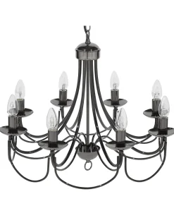 Kronleuchter Metall Schwarz 8-Flammig Teesta