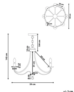 Kronleuchter Metall Schwarz 8-Flammig Teesta