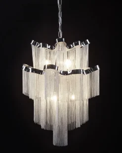 Kronleuchter Metall Silber 6-Flammig Mucone