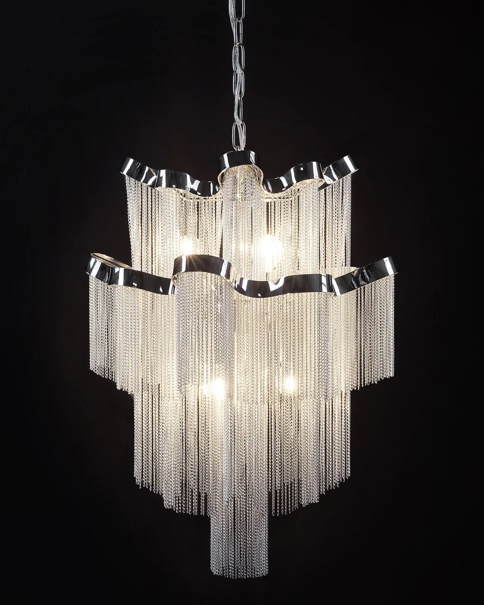 Kronleuchter Metall Silber 6-Flammig Mucone