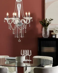 Kronleuchter Metall Transparent / Silber Kristall-Optik 5-Flammig Locone