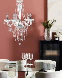 Kronleuchter Metall Transparent / Silber Kristall-Optik 5-Flammig Locone