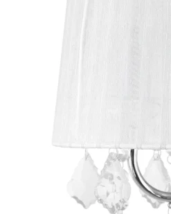 Kronleuchter Mit Schirm Metall Weis Kristall-Optik 3-Flammig Trommelform Evans