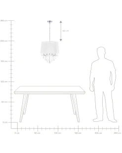 Kronleuchter Mit Schirm Metall Weis Kristall-Optik 3-Flammig Trommelform Evans