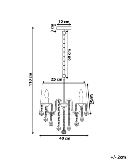 Kronleuchter Mit Schirm Metall Weis Kristall-Optik 3-Flammig Trommelform Evans