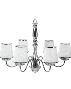 Kronleuchter Mit Schirmen Metall Silber 6-Flammig Kegelform Bradano