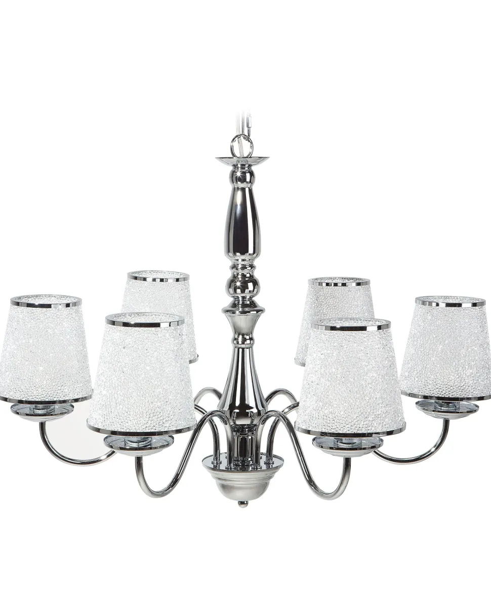 Kronleuchter Mit Schirmen Metall Silber 6-Flammig Kegelform Bradano