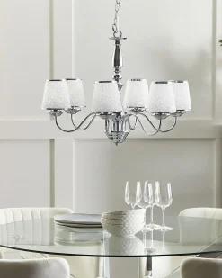 Kronleuchter Mit Schirmen Metall Silber 6-Flammig Kegelform Bradano