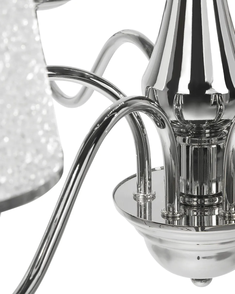 Kronleuchter Mit Schirmen Metall Silber 6-Flammig Kegelform Bradano