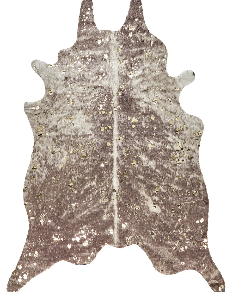 Kunstfell-Teppich Kuh Beige / Grau Mit Goldenen Sprenkeln 150 X 200 Cm Bogong