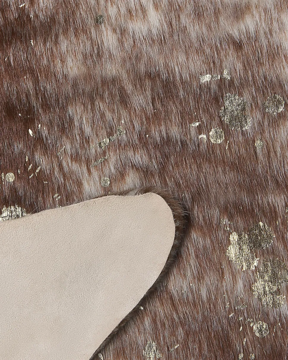 Kunstfell-Teppich Kuh Braun / Beige Mit Goldenen Sprenkeln 150 X 200 Cm Bogong