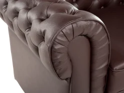 Leather Living Room Set Brown Chesterfield