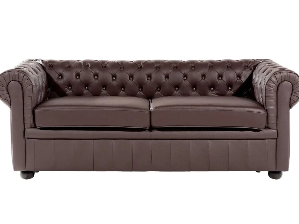 Leather Living Room Set Brown Chesterfield