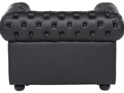 Leather Living Room Set Black Chesterfield