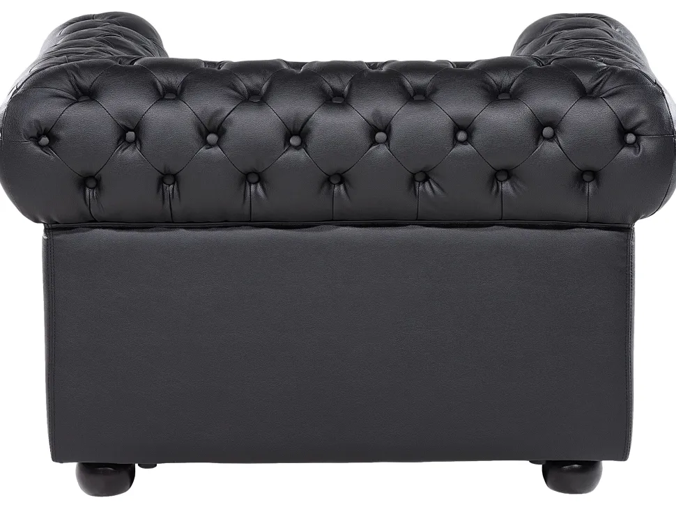 Leather Living Room Set Black Chesterfield