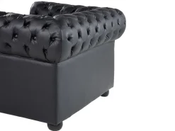 Leather Living Room Set Black Chesterfield
