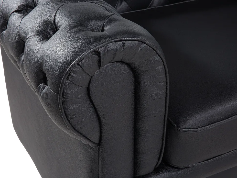 Leather Living Room Set Black Chesterfield