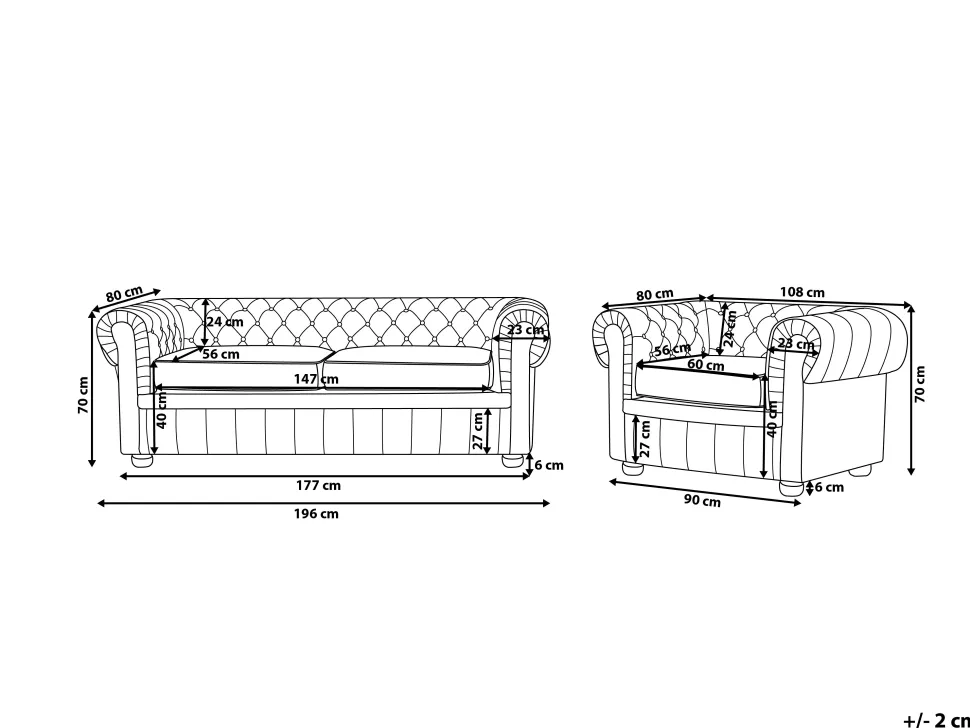 Leather Living Room Set Black Chesterfield
