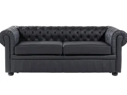 Leather Living Room Set Black Chesterfield