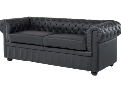 Leather Living Room Set Black Chesterfield