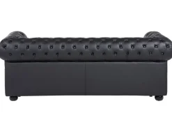 Leather Living Room Set Black Chesterfield