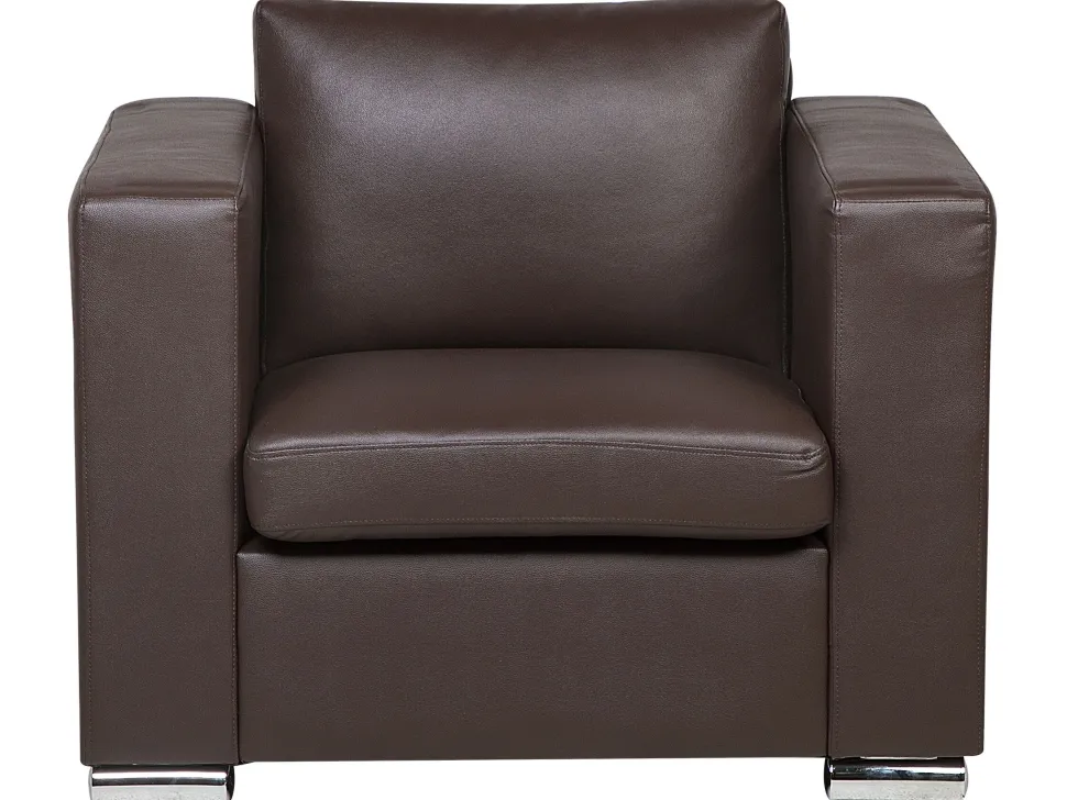 Leather Living Room Set Brown Helsinki