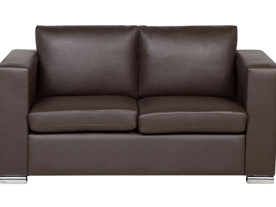 Leather Living Room Set Brown Helsinki