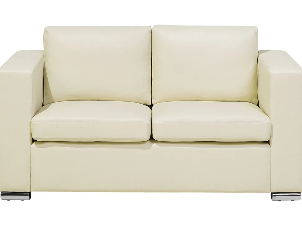Leather Living Room Set Cream Helsinki