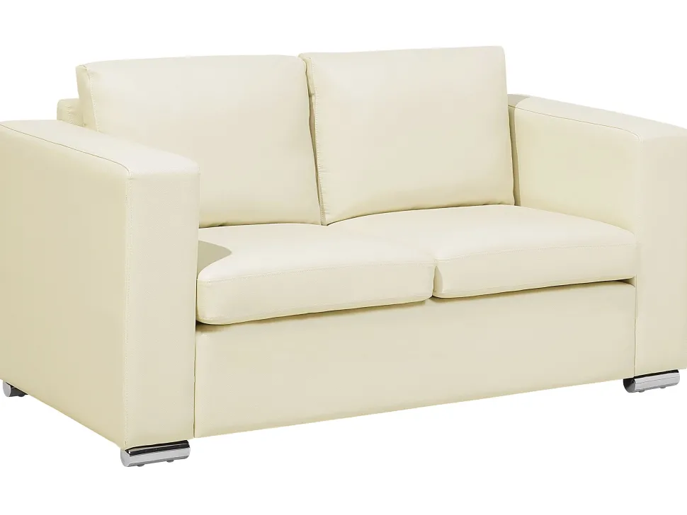 Leather Living Room Set Cream Helsinki