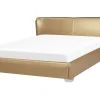 Lederbett Gold Lattenrost 180 X 200 Cm Paris
