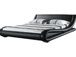 Lederbett Schwarz Lattenrost 180 X 200 Cm Avignon