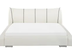 Lederbett Weis Lattenrost 180 X 200 Cm Mit Led-Beleuchtung Bunt Nantes