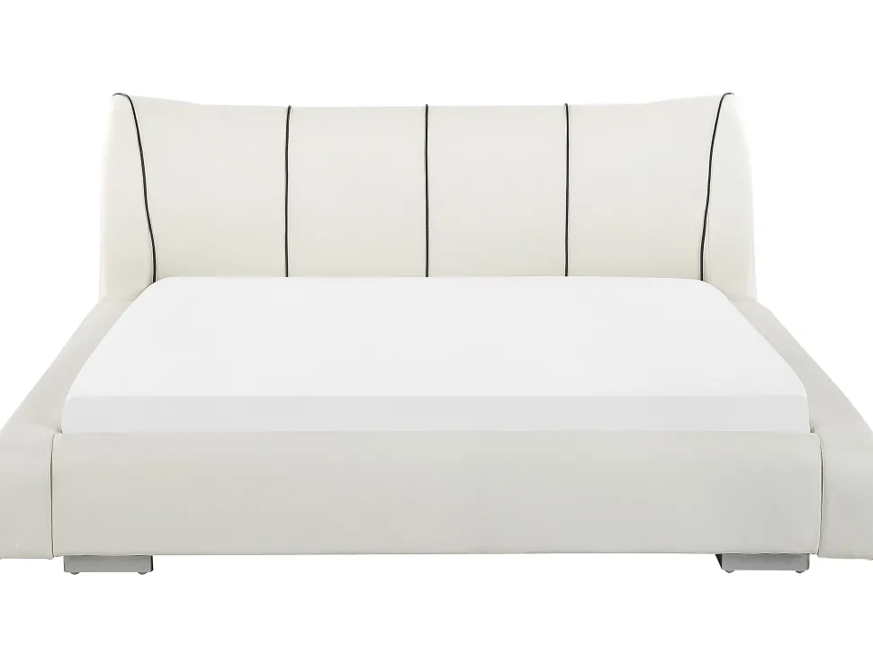 Lederbett Weis Lattenrost 180 X 200 Cm Mit Led-Beleuchtung Bunt Nantes
