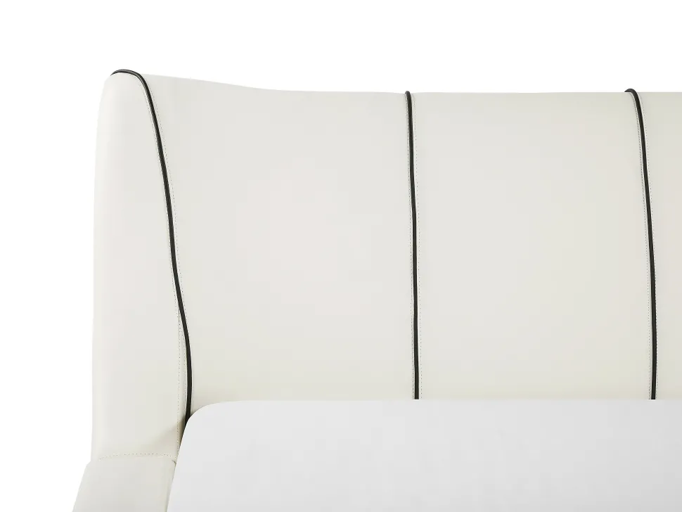 Lederbett Weis Lattenrost 180 X 200 Cm Mit Led-Beleuchtung Bunt Nantes