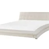 Lederbett Weis Lattenrost 180 X 200 Cm Lille