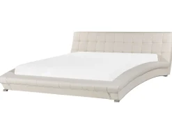Lederbett Weis Lattenrost 180 X 200 Cm Lille