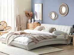 Lederbett Weis Lattenrost 180 X 200 Cm Lille