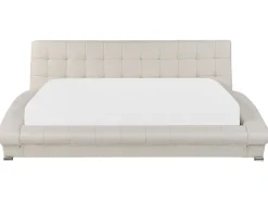 Lederbett Weis Lattenrost 180 X 200 Cm Lille