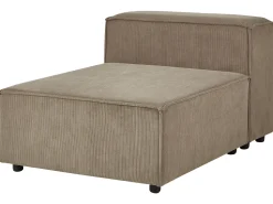Left Hand 3 Seater Modular Jumbo Cord Corner Sofa With Ottoman Brown Aprica