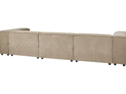 Left Hand 3 Seater Modular Jumbo Cord Corner Sofa With Ottoman Brown Aprica