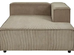 Left Hand 3 Seater Modular Jumbo Cord Corner Sofa With Ottoman Brown Aprica
