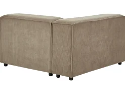 Left Hand 3 Seater Modular Jumbo Cord Corner Sofa With Ottoman Brown Aprica