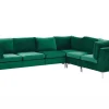Left Hand 6 Seater Modular Velvet Corner Sofa Green Evja