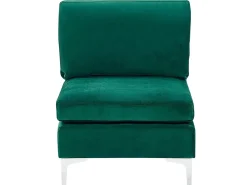Left Hand 6 Seater Modular Velvet Corner Sofa Green Evja