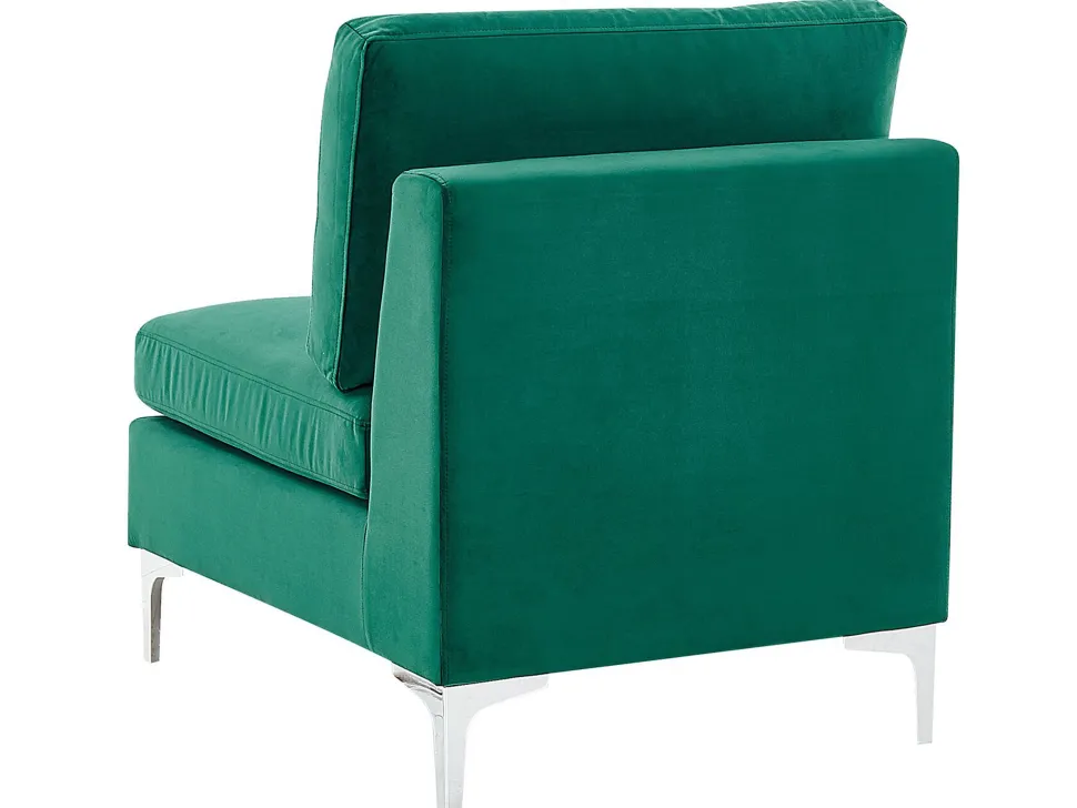 Left Hand 6 Seater Modular Velvet Corner Sofa Green Evja