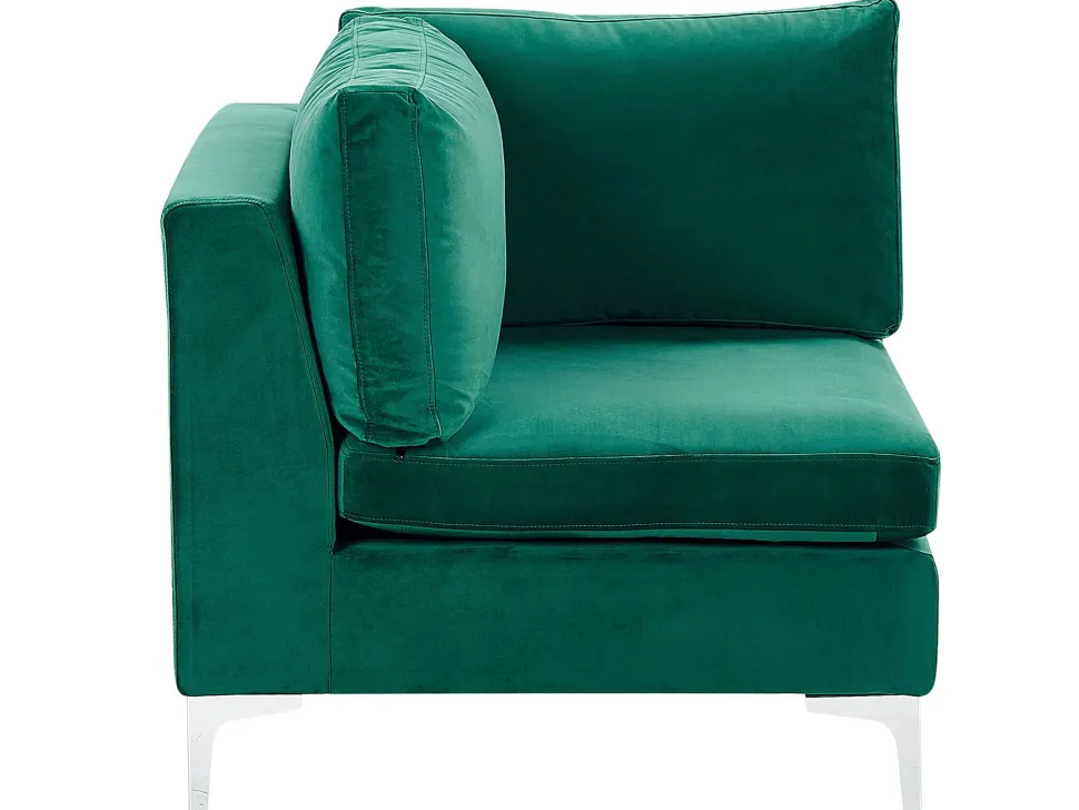 Left Hand 6 Seater Modular Velvet Corner Sofa Green Evja