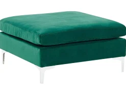 Left Hand 5 Seater Modular Velvet Corner Sofa With Ottoman Green Evja